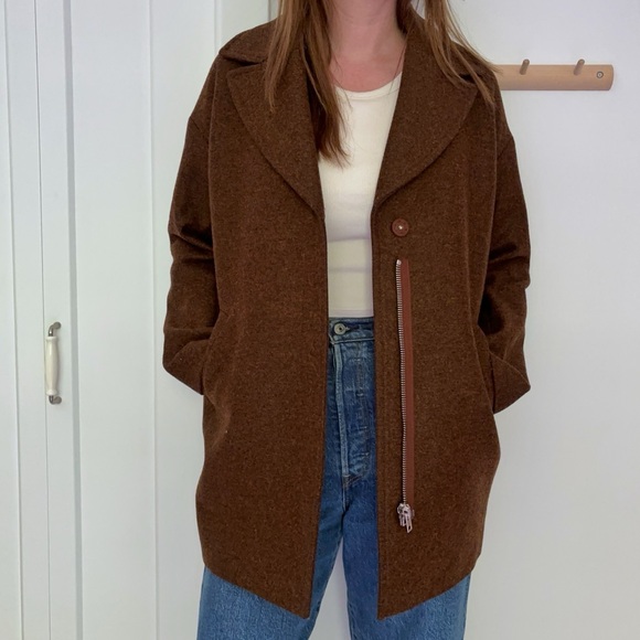& Other Stories Jackets & Blazers - & Other Stories Cocoon Collared Wool Coat Brown Size US 2 S Overcoat Oversized
